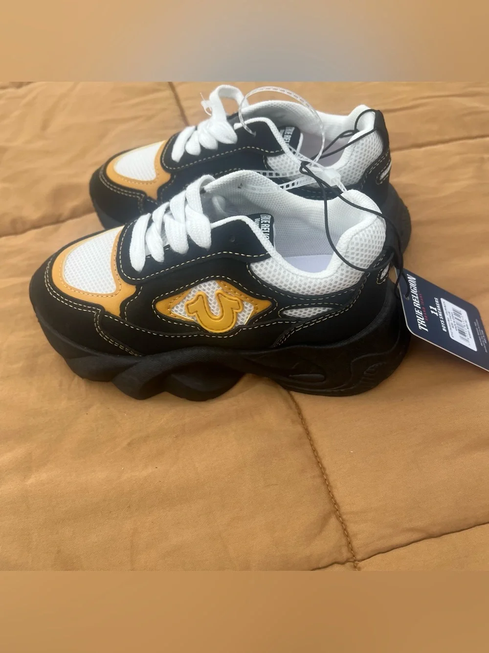 True Religion Kids Black, White & Yellow Chunky Sneakers Size 11